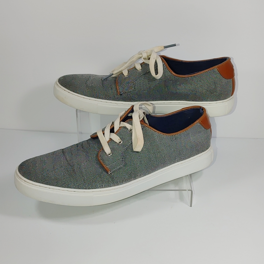 Tommy Hilfiger Mens Size 9.5 Mckenzie 2 Casual Denim Chambray Gray Laced Sneaker